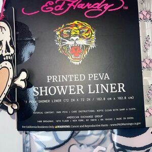 NWT Ed Hardy Pink and Black Tiger Shower Liner